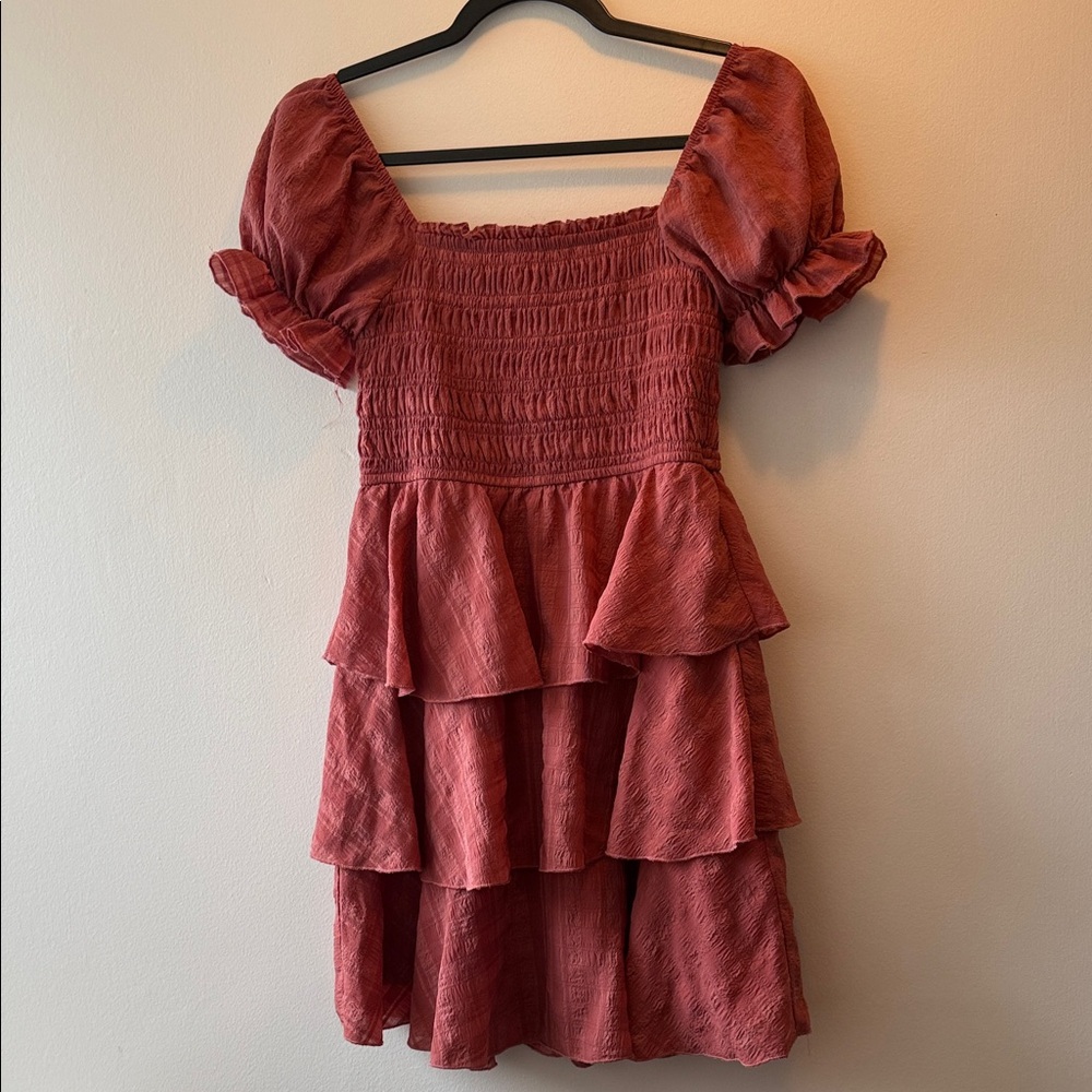 Rust Red Tiered Dress